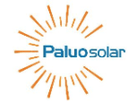Paluosolar logo with orange sunburst