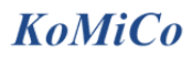 KoMiCo blue wordmark logo